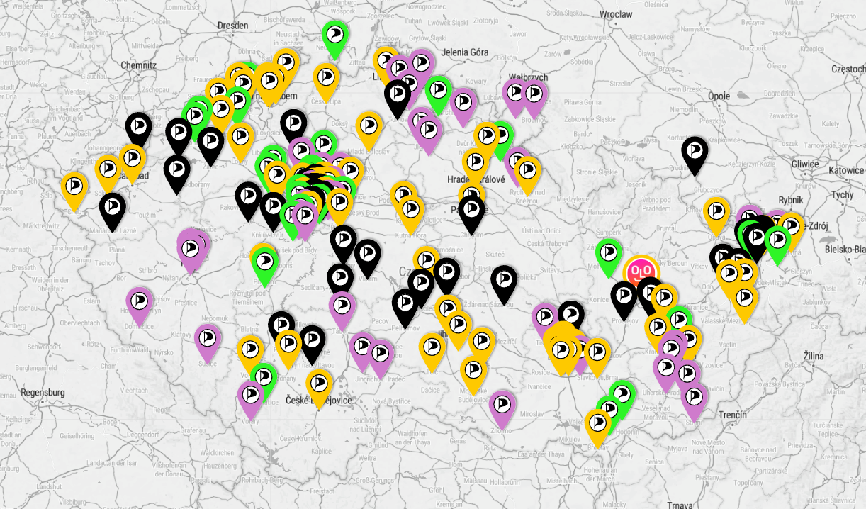 Mapa kandidatur Pirátů – kliknutím otevřete interaktivní verzi